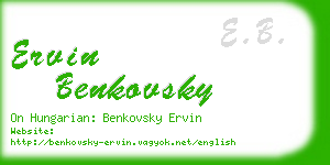 ervin benkovsky business card